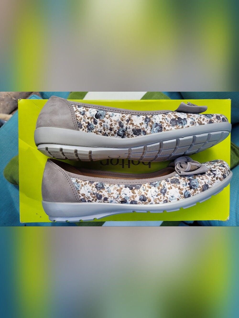 NWT | Hotter Grey Floral & Nubuck Leather Ballet Flats - Picture 4 of 11